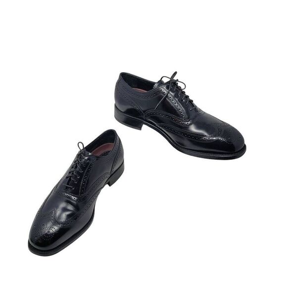 Florsheim Lexington Wingtip Oxford Shoes Size 9 Black Leather Dress Shoes Career - Picture 12 of 12